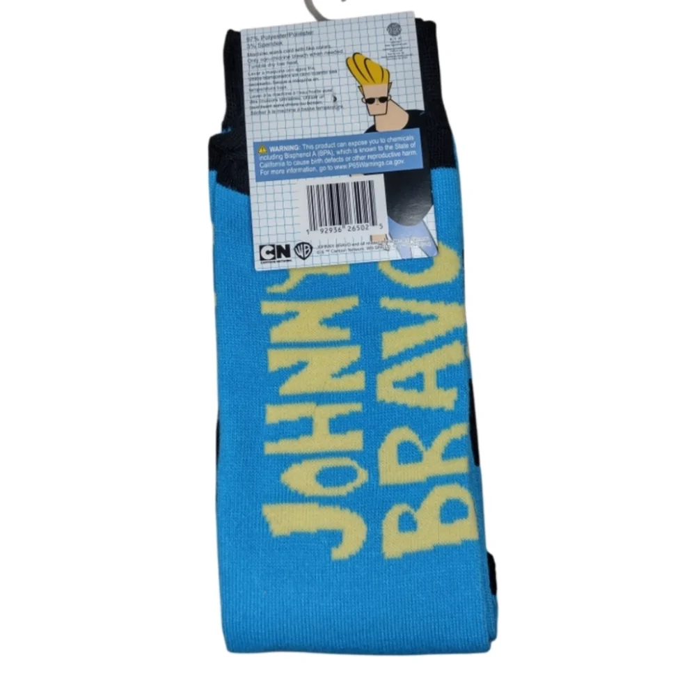 Johnny Bravo Socks Blue Crew Socks Novelty Casual Fun Unisex Bundle And Save